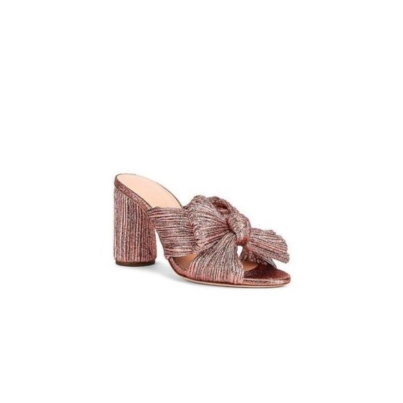 Loeffler Randall Shoes - Loeffler Randall Penny Pleated Knot Mule in Metallic Rose, Size 6.5,